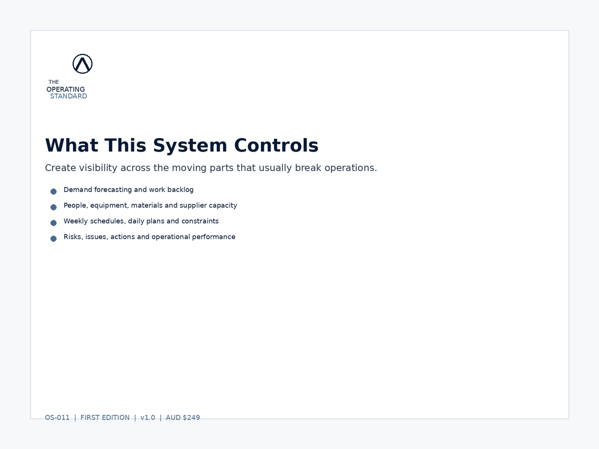 Operational Planning & Resource Management System controls